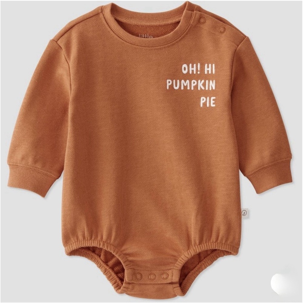 Little Planet By Carter's Baby Pumpkin Pie Long Sleeve Bodysuit Orange 6M NWT